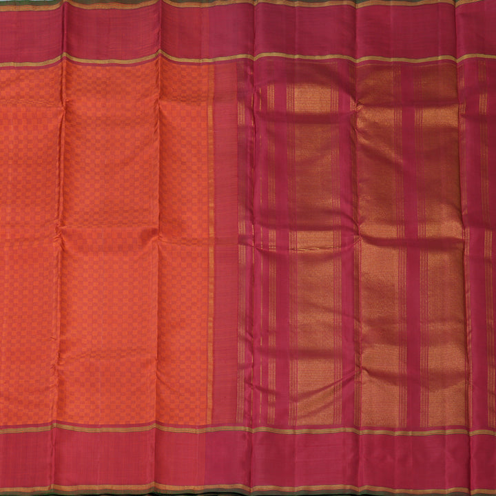 Hayagrivas Handloom Orange Kanjivaram Silk Saree with Maroon Border KBF205E23-1
