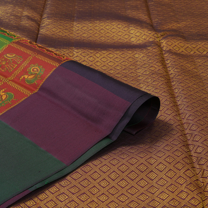 Hayagrivas Handloom Multicolour Checks Kanjivaram Silk Saree KBF205E24-1