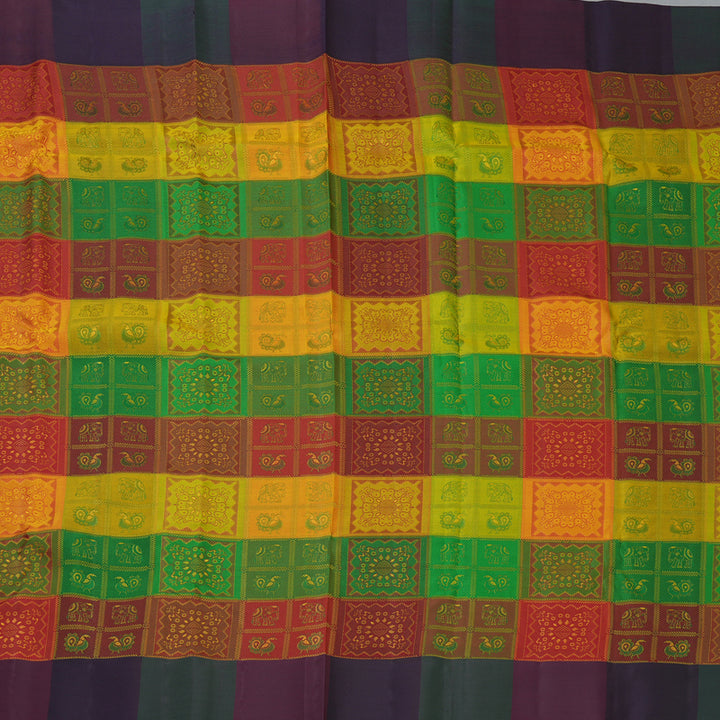 Hayagrivas Handloom Multicolour Checks Kanjivaram Silk Saree KBF205E24-1