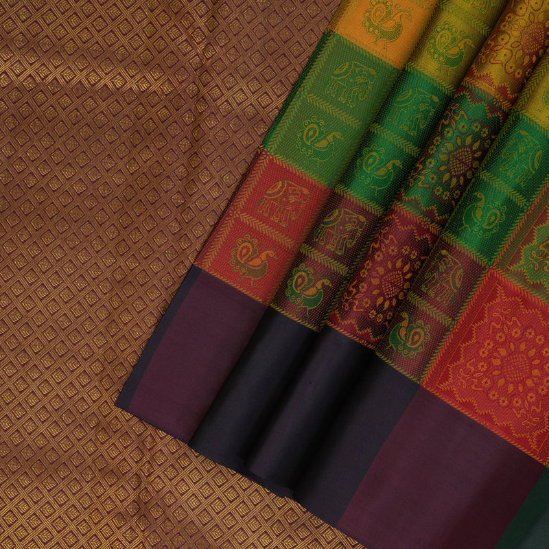 Hayagrivas Handloom Multicolour Checks Kanjivaram Silk Saree KBF205E24-1