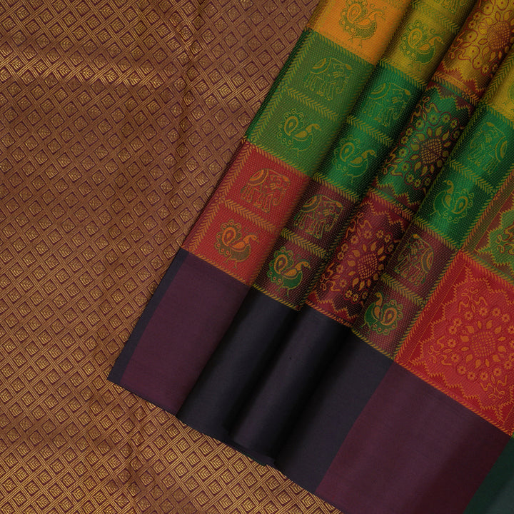 Hayagrivas Handloom Multicolour Checks Kanjivaram Silk Saree KBF205E24-1