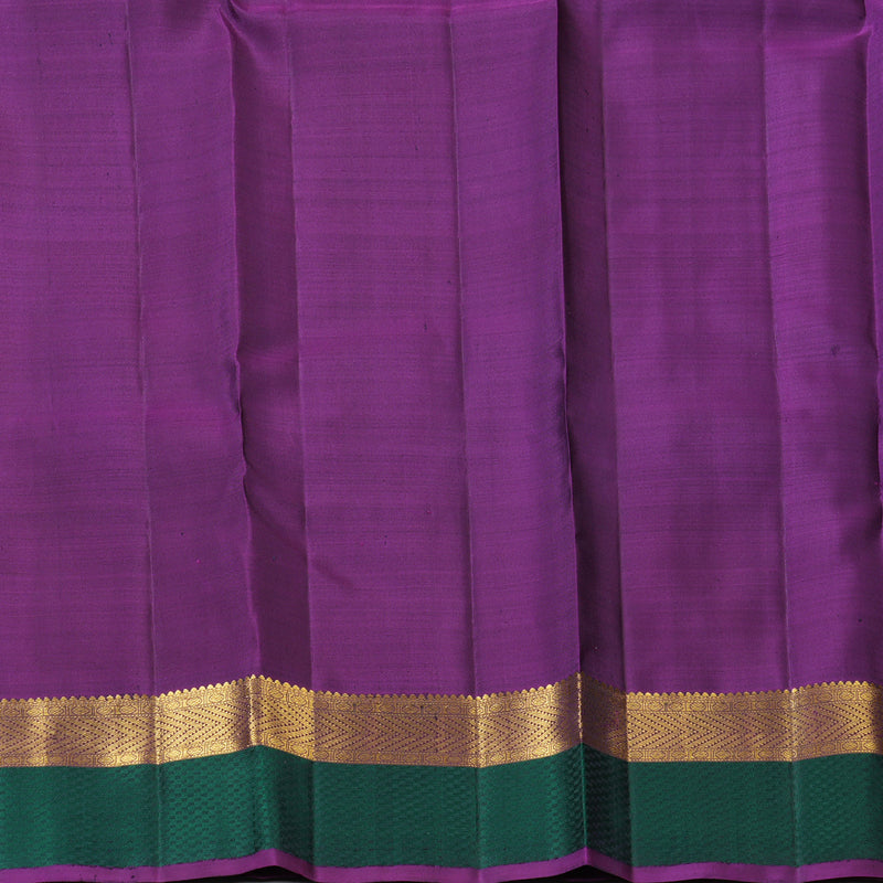 Hayagrivas Handloom Sampanga Yellow Kanjivaram Silk Saree with Peacock Green Border KBF205E25-1
