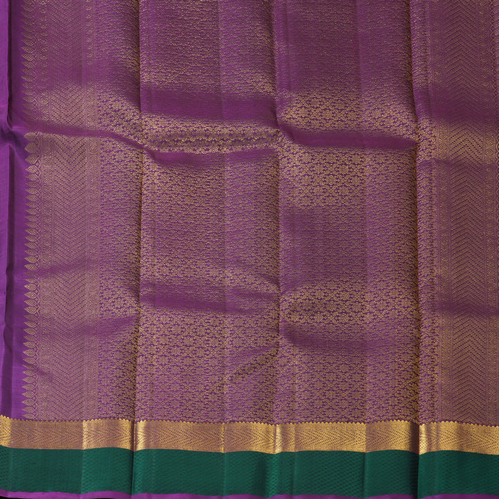 Hayagrivas Handloom Sampanga Yellow Kanjivaram Silk Saree with Peacock Green Border KBF205E25-1