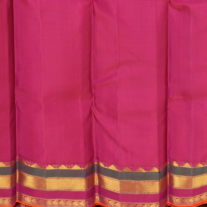 Hayagrivas Handloom Half-White Kanjivaram Silk Saree with Pink Border KBF205E27-1