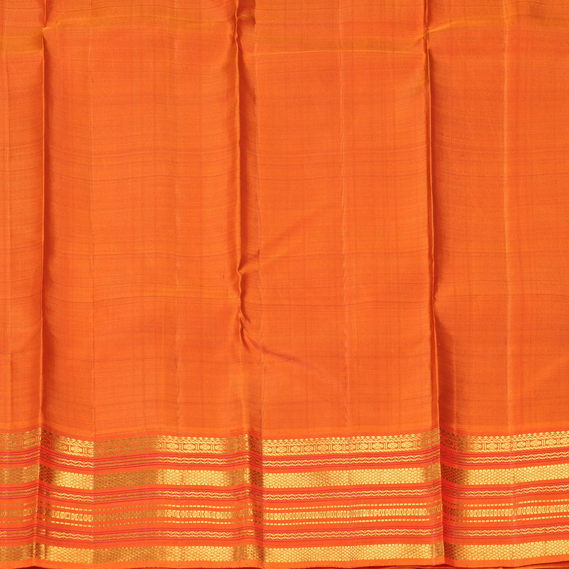 Hayagrivas Handloom Navy Blue Kanjivaram Silk Saree with Orange Border KBF205E28-1