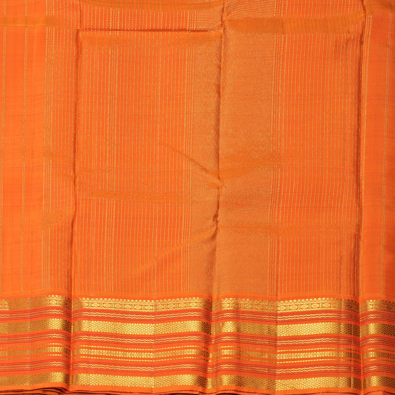 Hayagrivas Handloom Navy Blue Kanjivaram Silk Saree with Orange Border KBF205E28-1