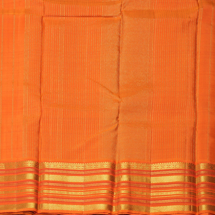 Hayagrivas Handloom Navy Blue Kanjivaram Silk Saree with Orange Border KBF205E28-1