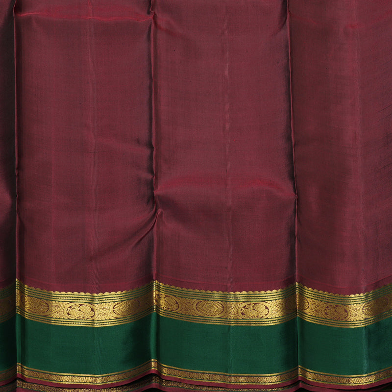 Hayagrivas Handloom Deep Rust Kanjivaram Silk Saree with Bottle Green Border KBF205E33-1