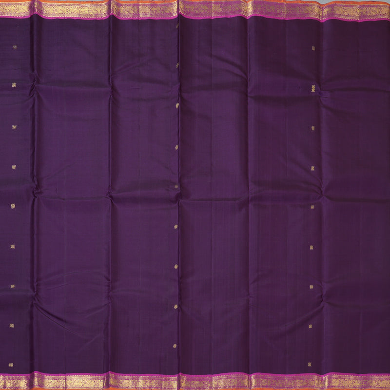 Hayagrivas Handloom Violet Kanjivaram Silk Saree with Magenta Border KBF205E37-1