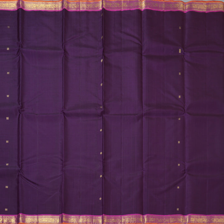 Hayagrivas Handloom Violet Kanjivaram Silk Saree with Magenta Border KBF205E37-1