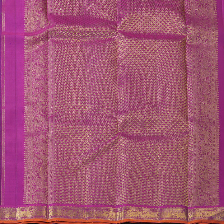 Hayagrivas Handloom Violet Kanjivaram Silk Saree with Magenta Border KBF205E37-1