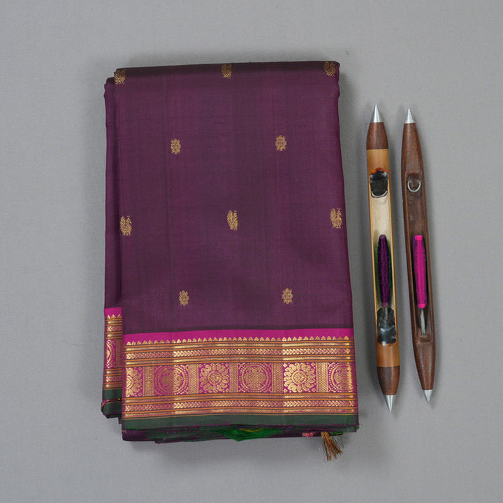 Hayagrivas Handloom Violet Kanjivaram Silk Saree KBF205E38-1