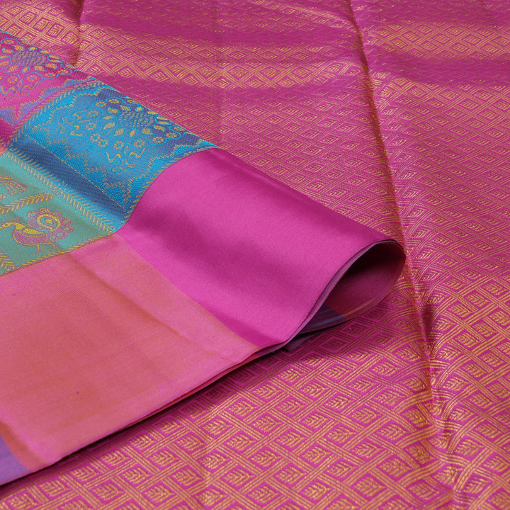 Hayagrivas Handloom Multicolour Checks Kanjivaram Silk Saree KBF205E39-1