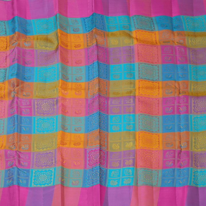 Hayagrivas Handloom Multicolour Checks Kanjivaram Silk Saree KBF205E39-1