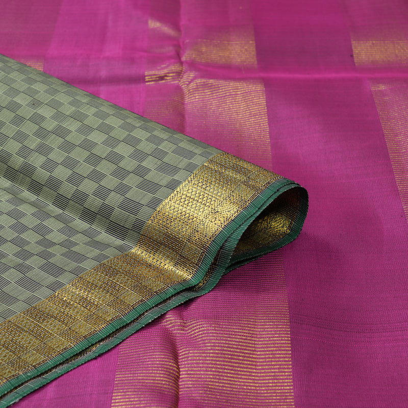 Hayagrivas Handloom Mint Green (Carpet Checks) Kanjivaram Silk Saree KBF205E4-1