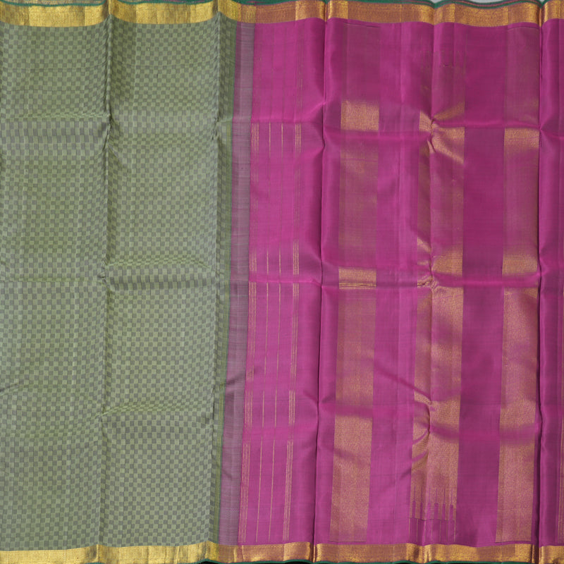 Hayagrivas Handloom Mint Green (Carpet Checks) Kanjivaram Silk Saree KBF205E4-1