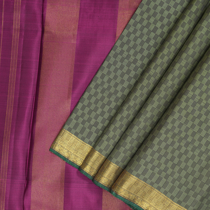 Hayagrivas Handloom Mint Green (Carpet Checks) Kanjivaram Silk Saree KBF205E4-1