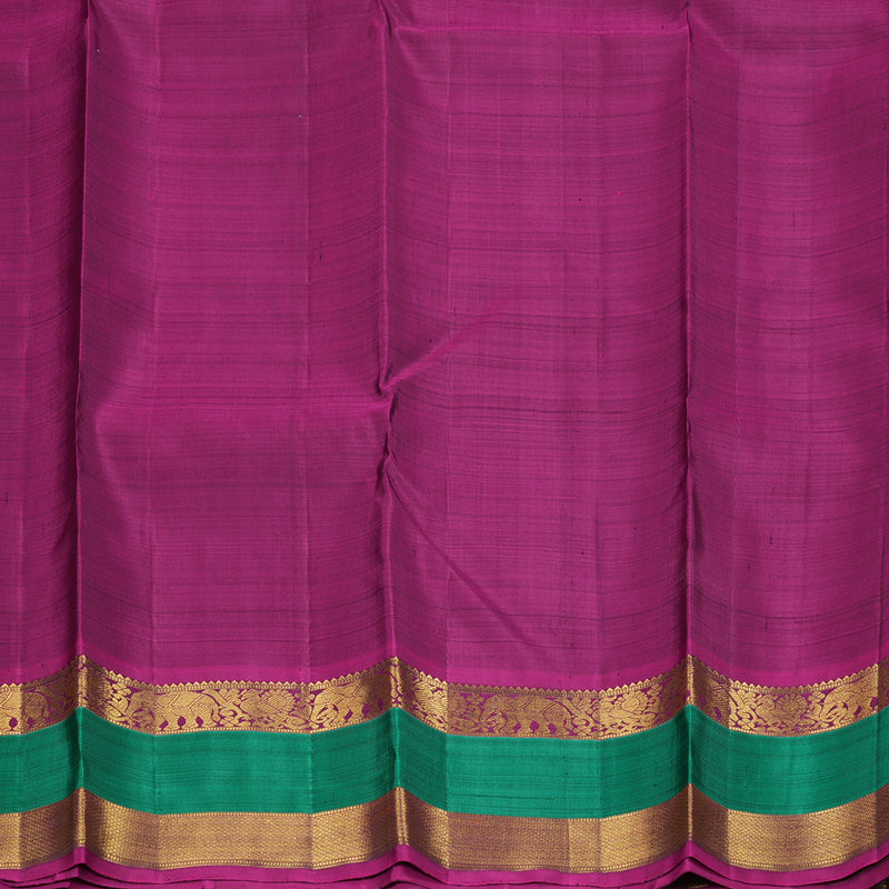 Hayagrivas Handloom Mustard Yellow Kanjivaram Silk Saree with Purple Border KBF205E40-1