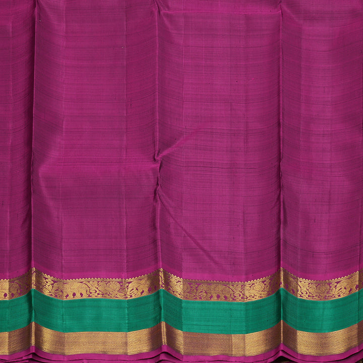 Hayagrivas Handloom Mustard Yellow Kanjivaram Silk Saree with Purple Border KBF205E40-1