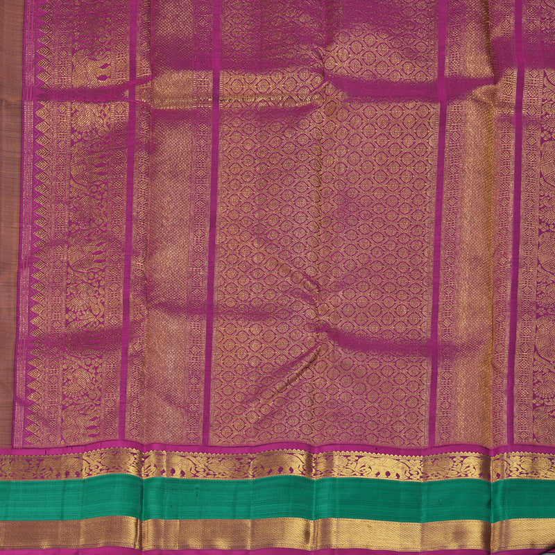 Hayagrivas Handloom Mustard Yellow Kanjivaram Silk Saree with Purple Border KBF205E40-1