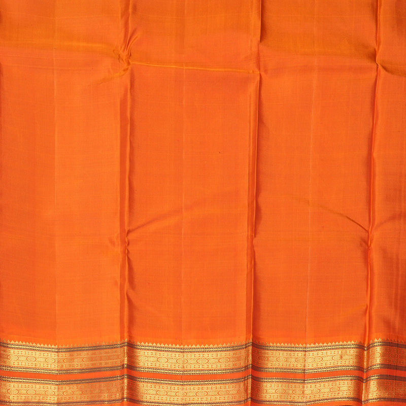 Hayagrivas Handloom Brinjal Purple Kanjivaram Silk Saree with Orange Border KBF205E7-1