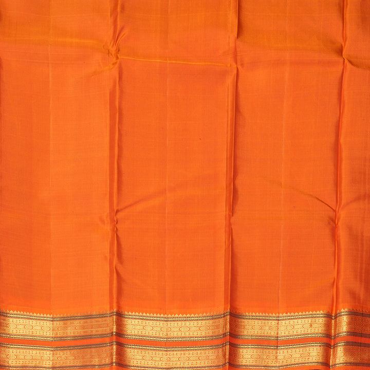 Hayagrivas Handloom Brinjal Purple Kanjivaram Silk Saree with Orange Border KBF205E7-1