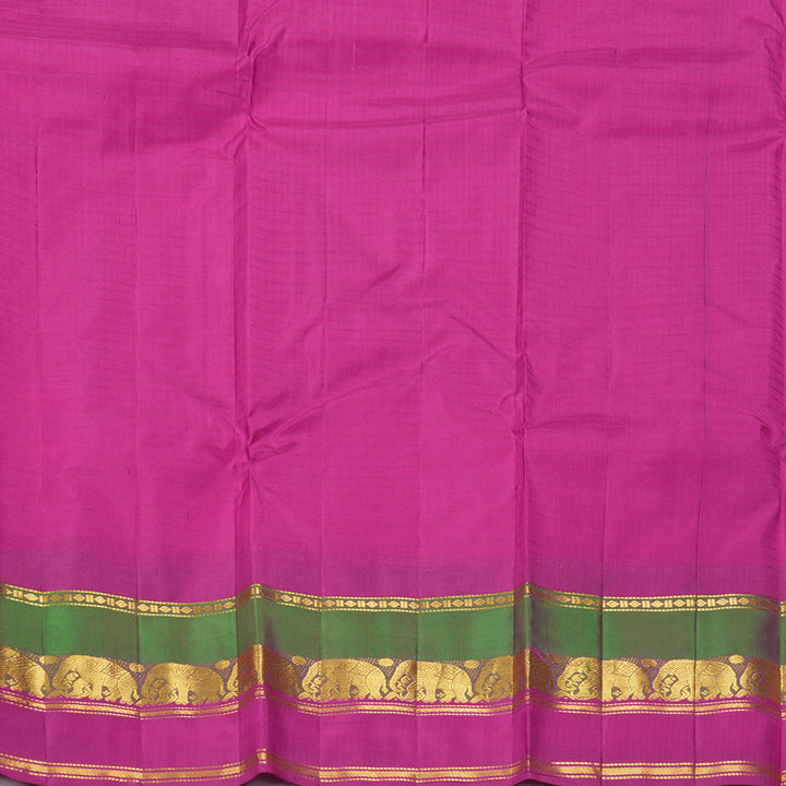 Hayagrivas Handloom Peach Pink Kanjivaram Silk Saree with Rani Pink Border KBF206E1-13