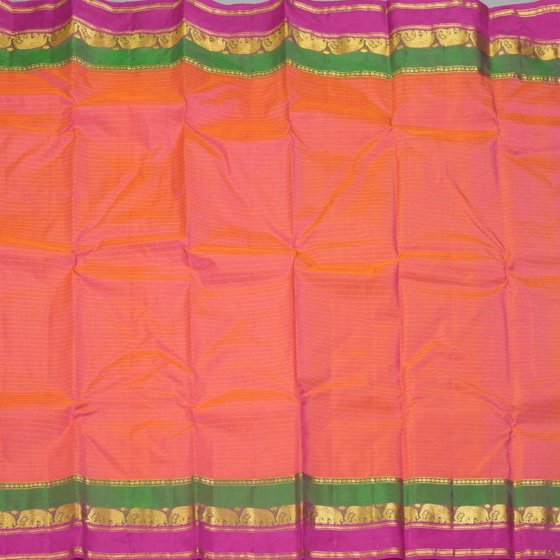 Hayagrivas Handloom Peach Pink Kanjivaram Silk Saree with Rani Pink Border KBF206E1-13