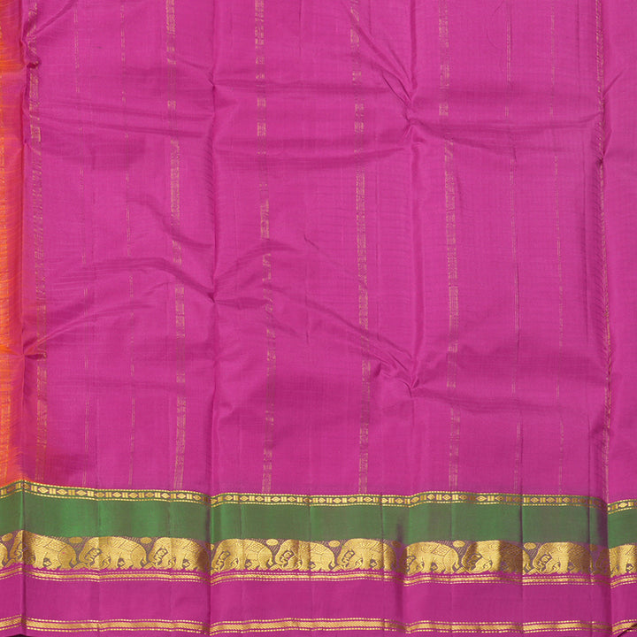 Hayagrivas Handloom Peach Pink Kanjivaram Silk Saree with Rani Pink Border KBF206E1-13