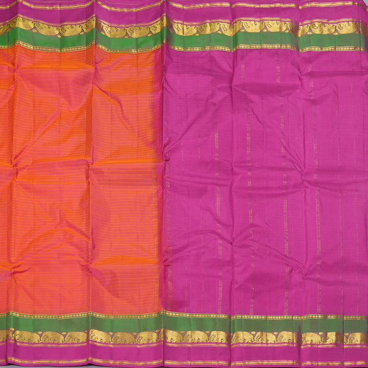 Hayagrivas Handloom Peach Pink Kanjivaram Silk Saree with Rani Pink Border KBF206E1-13