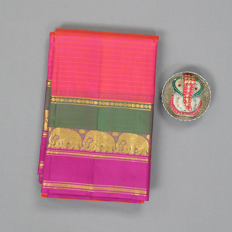 Hayagrivas Handloom Orangish-Pink Kanjivaram Silk Saree KBF206E1-14