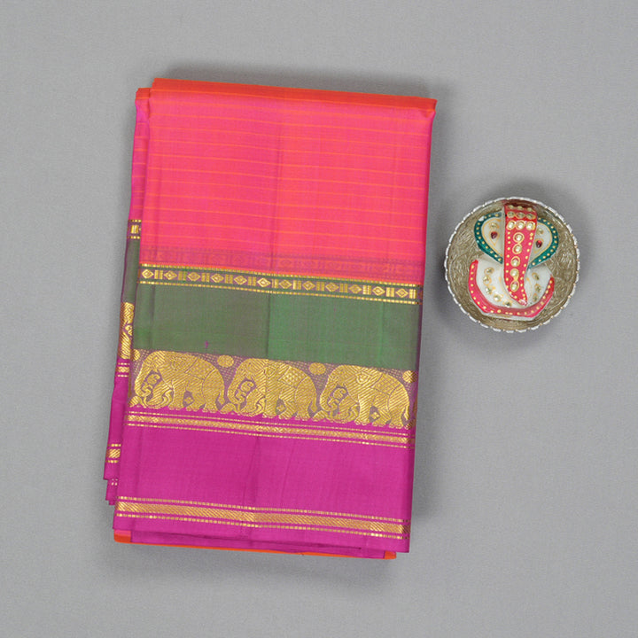 Hayagrivas Handloom Orangish-Pink Kanjivaram Silk Saree KBF206E1-14