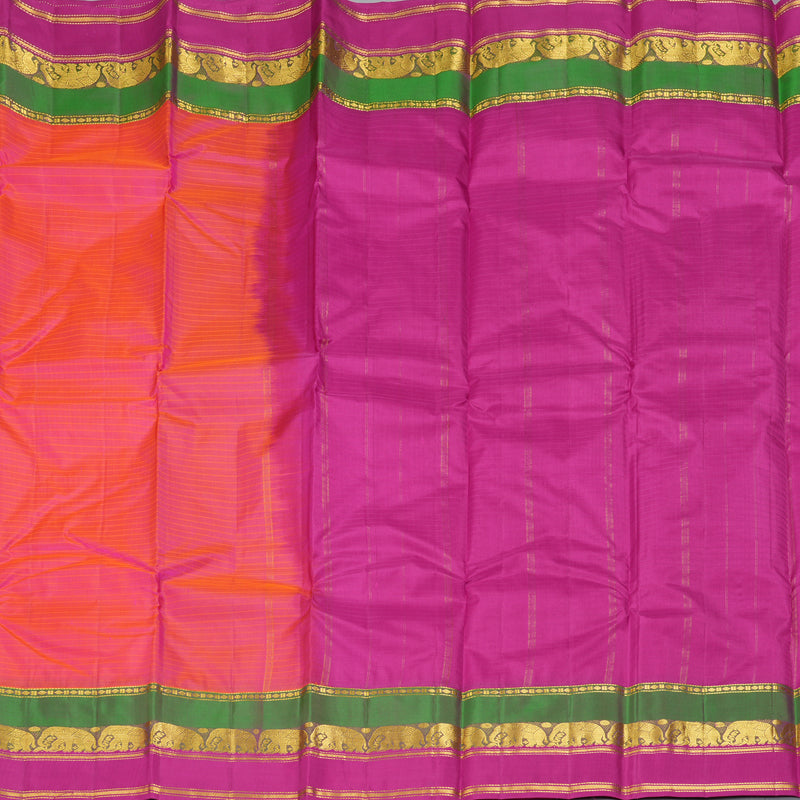 Hayagrivas Handloom Orangish-Pink Kanjivaram Silk Saree KBF206E1-14