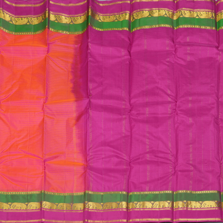Hayagrivas Handloom Orangish-Pink Kanjivaram Silk Saree KBF206E1-14