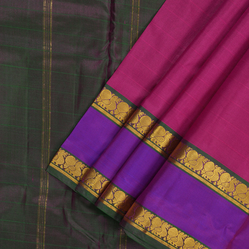 Hayagrivas Handloom Vadamalli Kanjivaram Silk Saree with Purple Border KBF206E1-16
