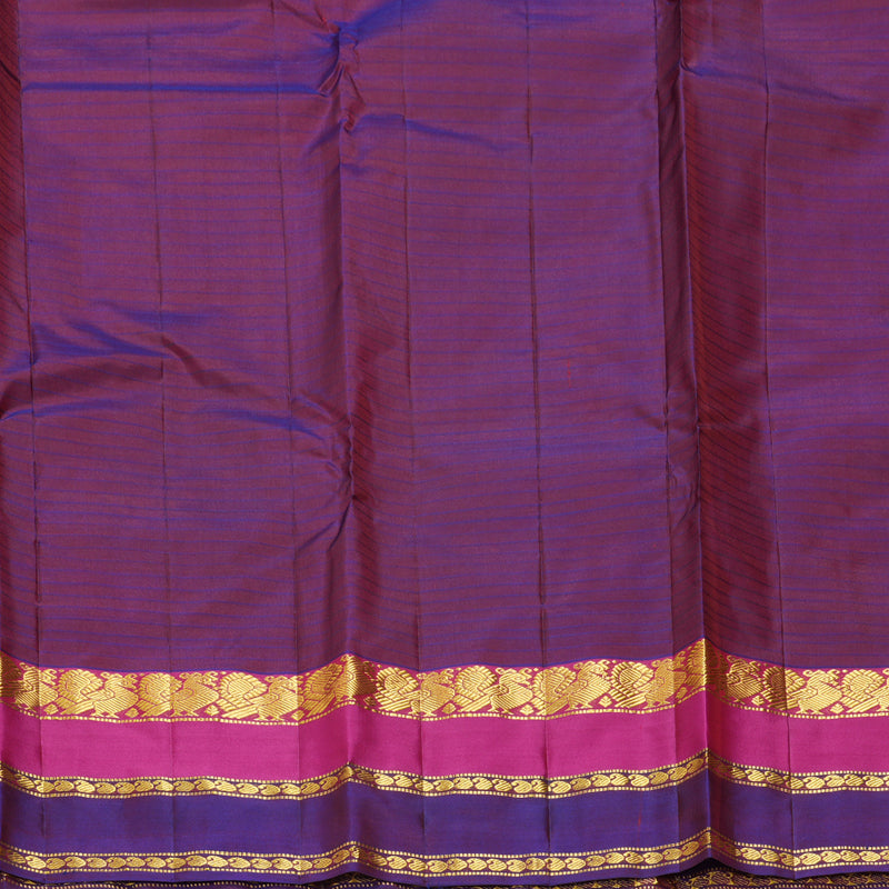 Hayagrivas Handloom Orange Kanjivaram Silk Saree with Purple Border KBF206E1-17