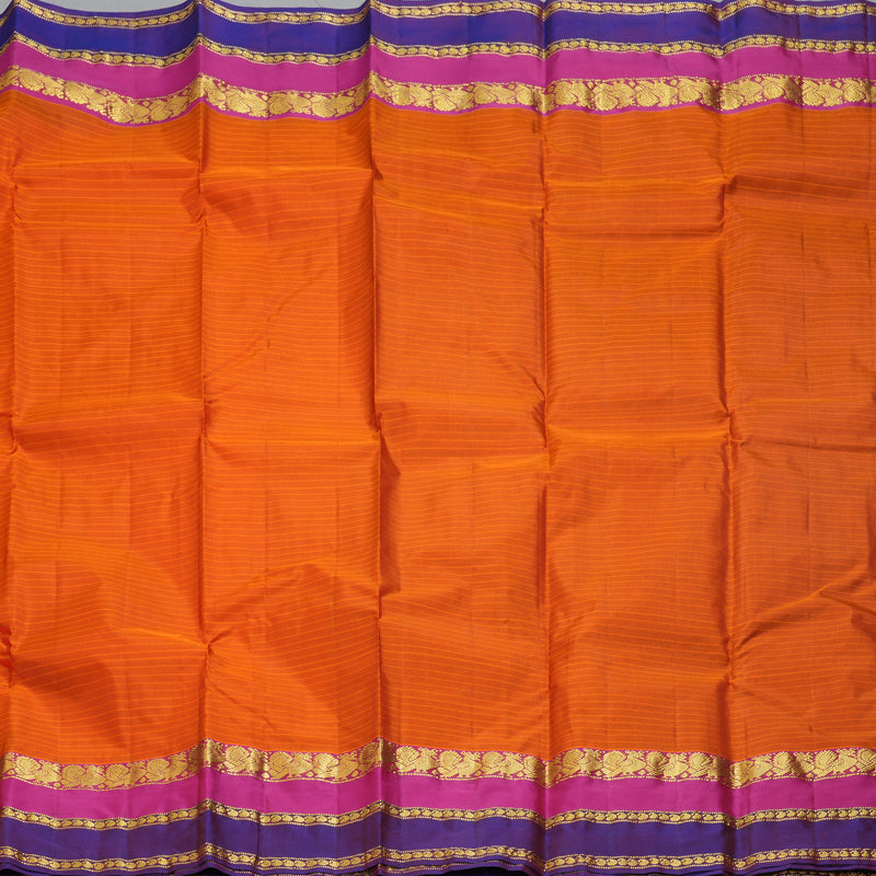 Hayagrivas Handloom Orange Kanjivaram Silk Saree with Purple Border KBF206E1-17
