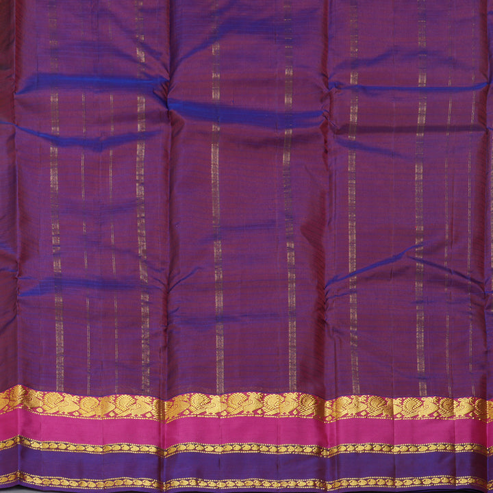 Hayagrivas Handloom Orange Kanjivaram Silk Saree with Purple Border KBF206E1-17