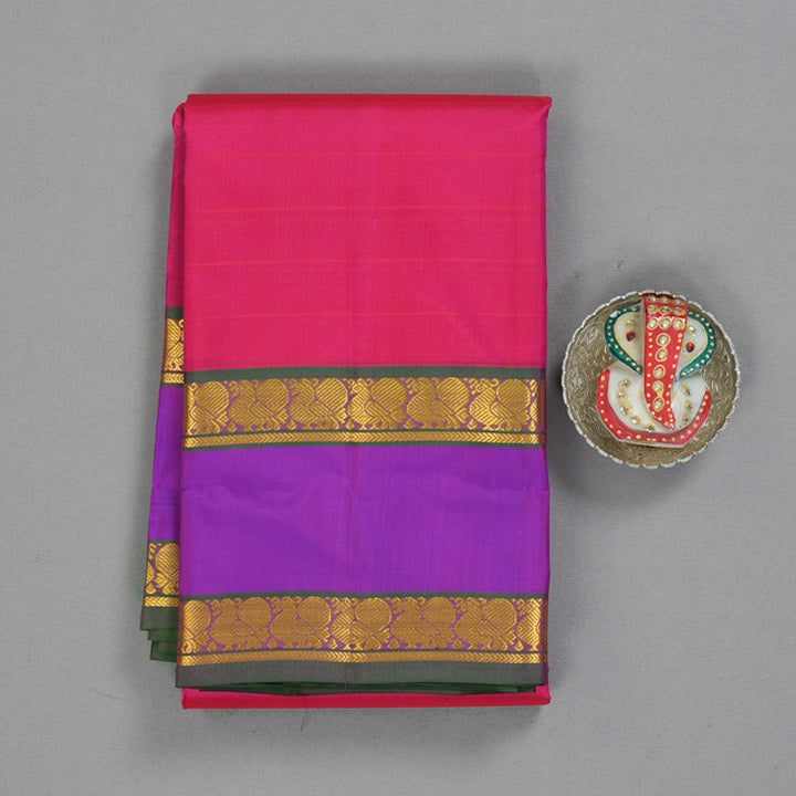 Hayagrivas Handloom Rani Pink Kanjivaram Silk Saree with Purple Border KBF206E1-18
