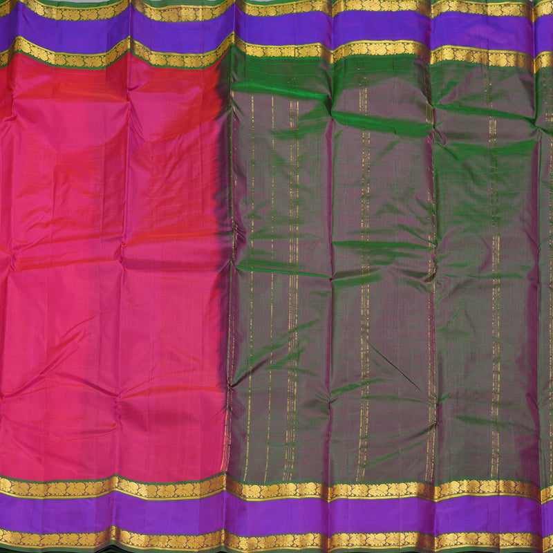 Hayagrivas Handloom Rani Pink Kanjivaram Silk Saree with Purple Border KBF206E1-18