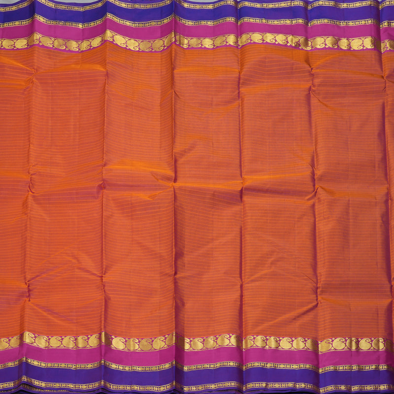 Hayagrivas Handloom Peach Pink Kanjivaram Silk Saree with Voilet Border KBF206E1-21
