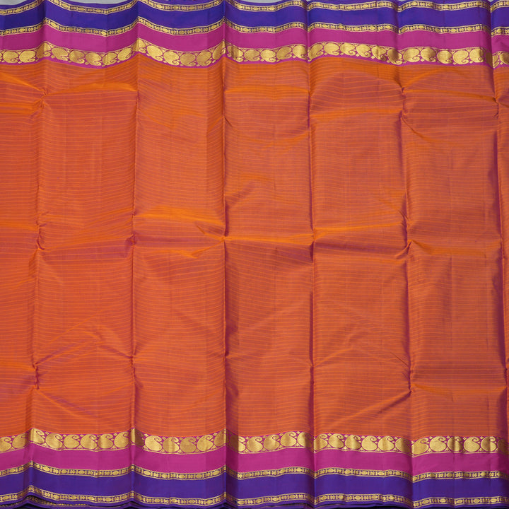 Hayagrivas Handloom Peach Pink Kanjivaram Silk Saree with Voilet Border KBF206E1-21