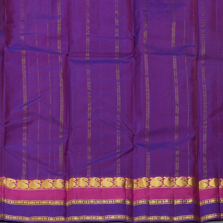 Hayagrivas Handloom Peach Pink Kanjivaram Silk Saree with Voilet Border KBF206E1-21
