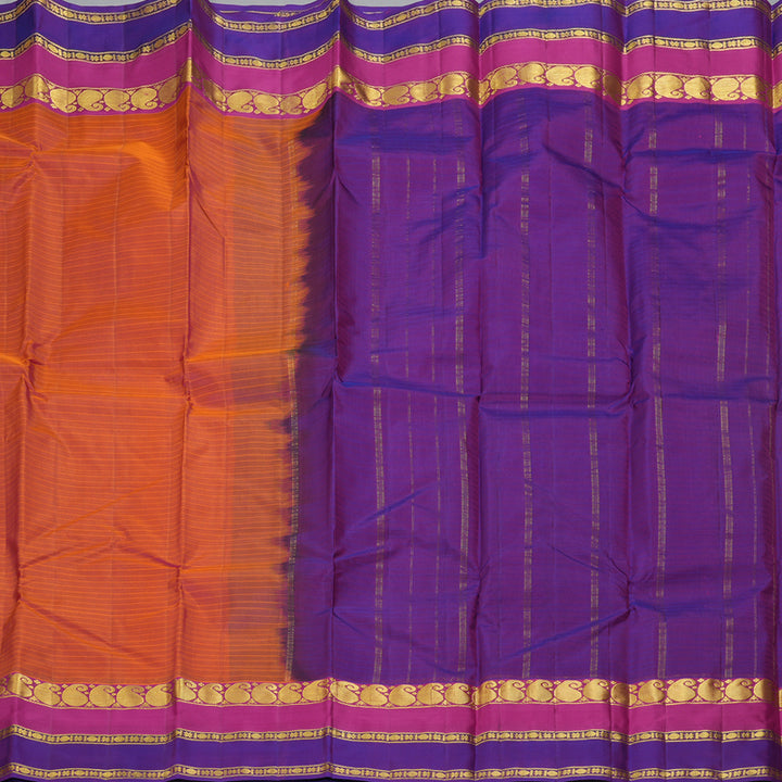 Hayagrivas Handloom Peach Pink Kanjivaram Silk Saree with Voilet Border KBF206E1-21