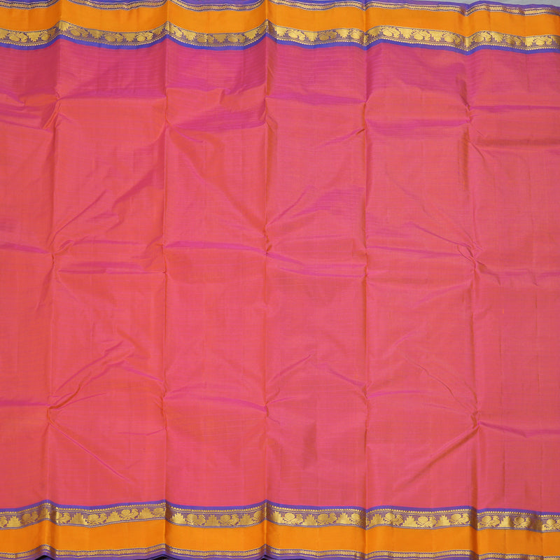 Hayagrivas Handloom Peach Pink Kanjivaram Silk Saree with Purple Border KBF206E1-28