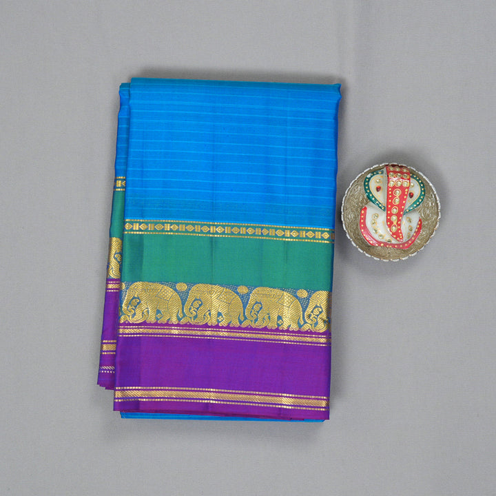 Hayagrivas Handloom Sky Blue Kanjivaram Silk Saree KBF206E1-3