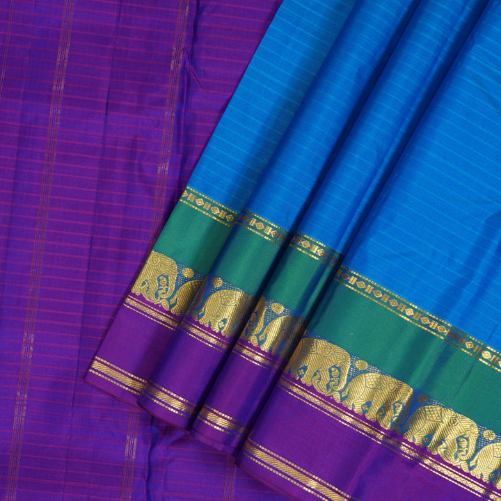 Hayagrivas Handloom Sky Blue Kanjivaram Silk Saree KBF206E1-3