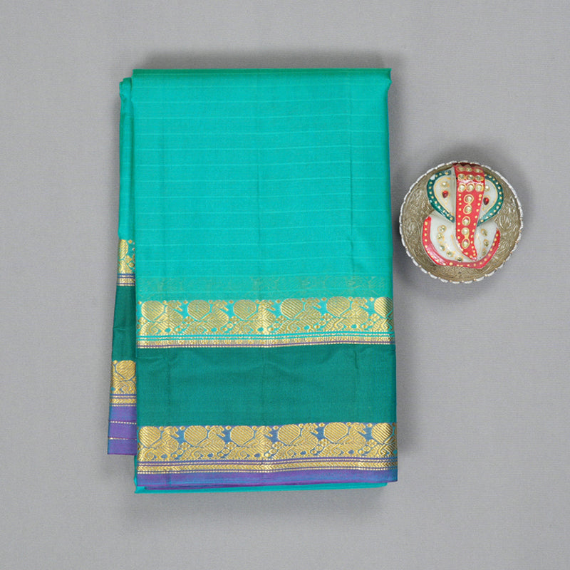 Hayagrivas Handloom Bright Teal Kanjivaram Silk Saree KBF206E1-33