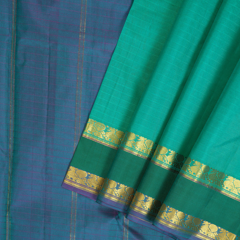 Hayagrivas Handloom Bright Teal Kanjivaram Silk Saree KBF206E1-33
