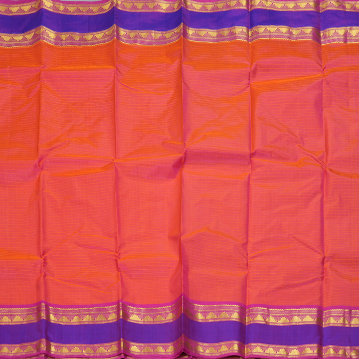 Hayagrivas Handloom Peach Pink Kanjivaram Silk Saree with Rani Pink Border KBF206E1-36